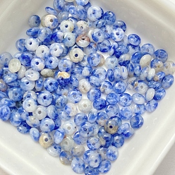 (306FM) Жонкиль матовый с лаймовой подкладкой Натуральные голубые пятна яшмы, рондель, 4.5x2.5 мм, отверстие : 1 мм