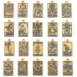 Античное Золото 2 комплекты подвесок из цинкового сплава в тибетском стиле, прямоугольник с Таро, античное золото , 23x14.5x1.5 мм, отверстие : 1.5 мм, 20 шт / комплект