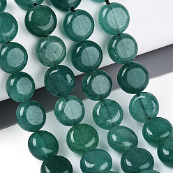 Темно-Зеленый Окрашенные природные белый нефрит бисер пряди, плоско-круглые, темно-зеленый, 9.5~10.5x5.5~6 мм, отверстие : 0.8~1 мм, около 38~40 шт / нитка, 15.16~15.55'' (38.5~39.5 см)