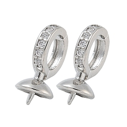 Платина Латунный микро-паве кубический кубик циркония жемчужина, за половину пробурено бисера, усилитель укороченный бейлс, долговечный, платина, 15.5x10x7.5 мм, штифты : 0.9 мм, лоток : 6 мм