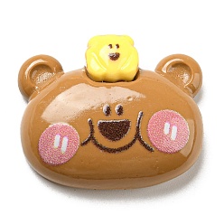 Медведь Мультяшные непрозрачные кабошоны из смолы, для изготовления ювелирных изделий, медведь, 22.5x28x8 мм