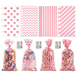 Pink 4 наборы целлофановых мешочков для хранения конфет из opp-пленки, прямоугольник с рисунком, розовые, 27x13x0.002 см