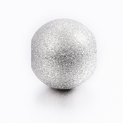 Stainless Steel Color 202 Stainless Steel Textured Beads, Round, Stainless Steel Color, 10x9mm, Hole: 3mm