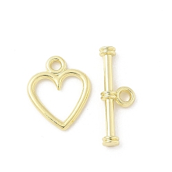 Золотой Застежки-тоглы из сплава в форме сердца, без кадмия и без свинца, стойки покрытие, золотые, Сердце: 14.5x11.5x1.5 mm, отверстие : 1.8 мм, бар: 6x18.5x3 mm, отверстие : 1.8 мм