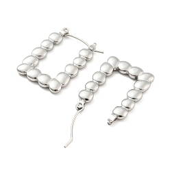 Stainless Steel Color Rectangle Bubble 304 Stainless Steel Hoop Earrings for Women, Stainless Steel Color, 26x19x2.5mm