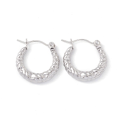 Нержавеющая Сталь Цвет Не тускнеют 304 массивные серьги-кольца из нержавеющей стали с витой веревкой для женщин, цвет нержавеющей стали, 18.5x18x3.5 мм, штифты : 0.6 мм