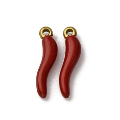 Золотой 304 нержавеющей стальной эмали подвески, рог изобилия / итальянский рог корничелло амулеты, ионное покрытие (ip), золотые, 15x4x2.5 мм, отверстие : 1.2 мм