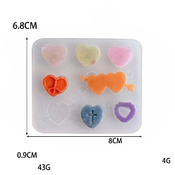 Сердце Силиконовые формы, формы для литья смолы, белые, сердце, 68x80x9 мм