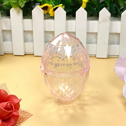 Pink Пасхальные пластиковые контейнеры для бус, Подарочная коробка с конфетами, для упаковки свадебной вечеринки, яйцо, розовые, 80x55 мм