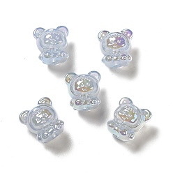 Thistle UV Plating Rainbow Iridescent Acrylic Beads, Baby Girl with Bear Clothes, Thistle, 17.5x16.5x14mm, Hole: 3.5mm