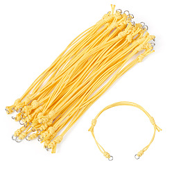 Gold 20Pcs Adjustable Korean Waxed Polyester Cord Bracelet Making, 304 Stainless Steel Jump Rings, Stainless Steel Color, Gold, 9-1/4 inch(23.5cm)