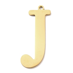 Letter J 304 подвески из нержавеющей стали, буквы, реальный 18 k позолоченный, ионное покрытие (ip), буква J, 40x16.5x1.4 мм, отверстие : 2 мм