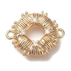 Настоящее золото 18K Латунь микро проложить ссылки люстры компонентов кубического циркония, без кадмия, без никеля и без свинца, круглые, реальный 18 k позолоченный, 14x17x4 мм, отверстие : 1.5 мм