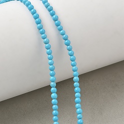 Deep Sky Blue Synthetic Turquoise Beads Strands, Smooth Round, Deep Sky Blue, 2.5mm, Hole: 0.8mm, about 166pcs/strand, 15.35 inch(39cm)