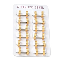 Golden 304 Stainless Steel Stripe Chunky Hoop Earrings for Women, Golden, 13x4mm, Pin: 1mm