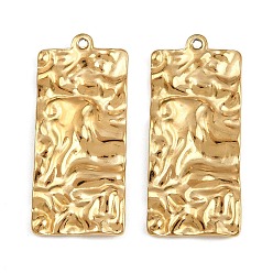 Настоящее золото 18K 304 подвески из нержавеющей стали, ионное покрытие (ip), прямоугольный шарм, , реальный 18 k позолоченный, 35x15.5x2 мм, отверстие : 1.2 мм