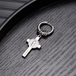 Cross 304 серьги-кольца с подвесками из нержавеющей стали, религия, цвет нержавеющей стали, без потускнения, крестик, 48x15 мм