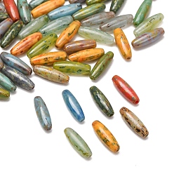 Couleur Mélangete Perles lampwork, perles au chalumeau, faits à la main, riz, couleur mixte, 11.5x3.5mm, Trou: 0.9mm