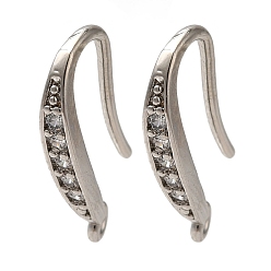 Платина Стойка покрытие латунь микропаве прозрачный кубический цирконий крючки для сережек, провод уха, долговечный, без свинца и без кадмия, платина, 15.5x9x2.5 мм, отверстие : 1.2 мм, штифты : 1 мм