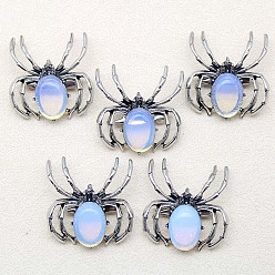 Опал Опалитовая брошь, паук, античное серебро, 36x34 мм