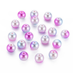 Magenta Acrylic Imitation Pearl Beads, Round, Magenta, 10mm, Hole: 1.5mm, about 900pcs/500g