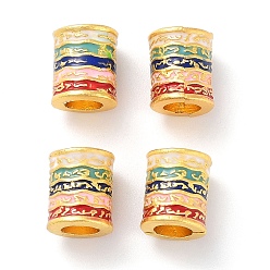 Разноцветный Эмали сплава Европейский бисером, бусины с большим отверстием, золотые, колонка, красочный, 9x8 мм, отверстие : 4.5 мм