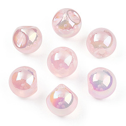 Темный Лосось УФ-покрытие радужными переливающимися акриловыми бусинами, круглые бусины судзумару, темный лосось, 16.5 мм, отверстие : 3 мм