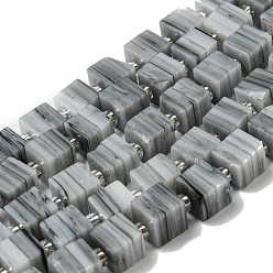 Темно-Серый Бусины лэмпворк ручной работы, со стеклянными бусинами-спейсерами, квадратный, темно-серый, 6x6x5~5.5 мм, отверстие : 0.9 мм, около 54~55 шт / нитка, 15.75~15.94'' (40~40.5 см)