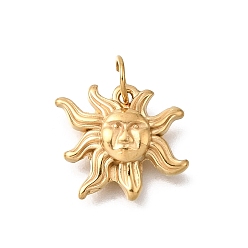 Sun 304 Stainless Steel Enamel Pendants, Ion Plating, Sun Charms, Real 18K Gold Plated, Sun, 13.5x17.5x3.5mm, Hole: 4.5mm