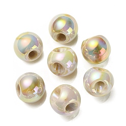 (404) Непрозрачное AB Кислое яблоко УФ-покрытие радужными переливающимися акриловыми бусинами, круглые бусины судзумару, цветочный белый, 18.5 мм, отверстие : 4 мм