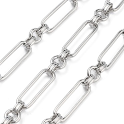 Платинированный Цепи с овальными звеньями из латуни, несварные, с катушкой, долговечный, без кадмия и без свинца, Реальная платина, 22x7x1.5 мм