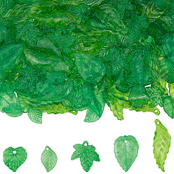 (52) Непрозрачная лаванда 250 шт 5 стили прозрачные акриловые подвески, лист, разноцветные, 14~27.5x11~19.5x1.8~4 мм, отверстие : 1.5~2 мм