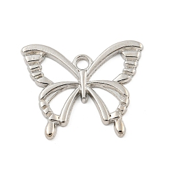 Platinum Alloy Pendants, Butterfly Charm, Platinum, 20x24.5x2mm, Hole: 2mm