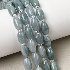 Бирманский Нефрит Бусы из натурального мьянманского жадеита, со стеклянными бусинами, рис, 6x4 мм, отверстие : 1 мм, около 45 шт / нитка, 15.04'' (38.2 см)