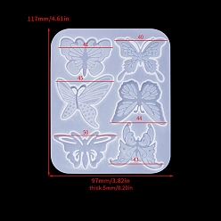 Бабочка Серьги подвески своими руками силиконовая форма, формы для литья смолы, для уф-смолы, изготовление изделий из эпоксидной смолы, белые, бабочка, 97x117x4.5 мм