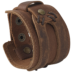 Седло Коричневый Браслеты из коровьей кожи для женщин и мужчин, с железными застежками, седло коричневый, 9-7/8x1-3/4x3/8 дюйм (25.1x4.5x0.95 см)