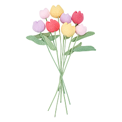 (52) Непрозрачная лаванда 8 шт. 4 цветной полиэстер с железной проволокой искусственный цветок тюльпана, для украшения дома на свадьбу своими руками, разноцветные, 413~415x122x59 мм, 2 шт / цвет