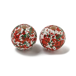 FireBrick Spray Paint Schima Wood Bead, Round, Christmas Theme, FireBrick, 16x15mm, Hole: 4.2mm
