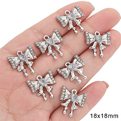 Bowknot Подвески из платинового сплава со стразами из смолы, бантом, 18x18 мм