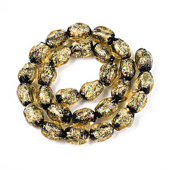 Золотистый Нити из фольги в технике лэмпворк, самородки, золотые, 13~14.5x10~11x10~11 мм, отверстие : 1~1.4 мм, около 28 шт / нитка, 14.57~14.76'' (37~37.5 см)