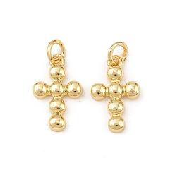 Настоящее золото 18K Латунные подвески, крестик, долговечный, без свинца и без кадмия, стойки покрытие, с целью перехода в кольце, реальный 18 k позолоченный, 16x10x2.5 мм, отверстие : 3.3 мм