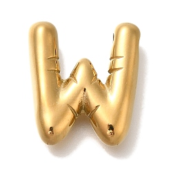 Letter W Вакуумное покрытие pvd 304 подвески из нержавеющей стали, реальный 18 k позолоченный, буквенное очарование, Буква W, 18.5x16.5x4.5 мм, отверстие : 2 мм
