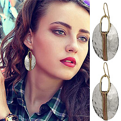 Платиновый & Золотой Овальные серьги-подвески из сплава, платиной и золотом, 65x30 мм