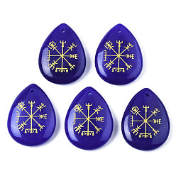 Белый Нефрит Натурального белого нефрита подвески, слеза с северным языческим узором, окрашенные, 32~33.5x25~26x6.5~7.5 мм, отверстие : 2 мм, 6 шт / пакет