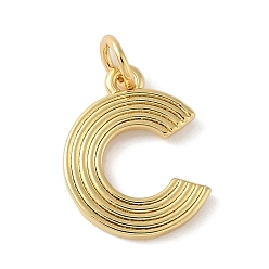 Letter C Латунные подвески, с целью перехода в кольце, письмо амулеты, стойки покрытие, долговечный, без кадмия и без свинца, реальный 18 k позолоченный, буква С, 15.5x12x1.5 мм, отверстие : 3.5 мм
