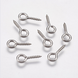 Stainless Steel Color 304 Stainless Steel Screw Eye Pin Peg Bails, For Half Drilled Beads, Stainless Steel Color, 12x5x1mm, Hole: 2.5mm
