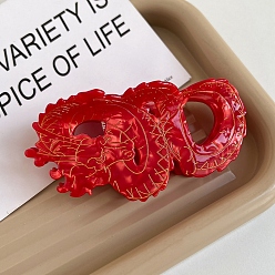 (123L) Белый крем непрозрачный блеск Заколки для волос в форме когтей из ацетата целлюлозы, дракон, огнеупорный кирпич, 105x53 мм