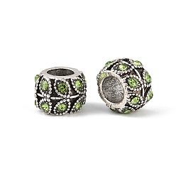 Перидот Старинное серебро покрытием горный хрусталь сплава большое отверстие шарики европейца, Rondelle с листа, перидот, 9x7 мм, отверстие : 5 мм