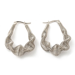 Нержавеющая Сталь Цвет Не тускнеют 304 серьги-кольца из нержавеющей стали в форме капли, цвет нержавеющей стали, 34x27.5 мм