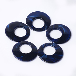 Темно-Синий Акриловые подвески, Стиль имитация драгоценных камней, плоско-круглые, темно-синий, 47x5 мм, Отверстие : 2 мм , около 100 шт / 500 г